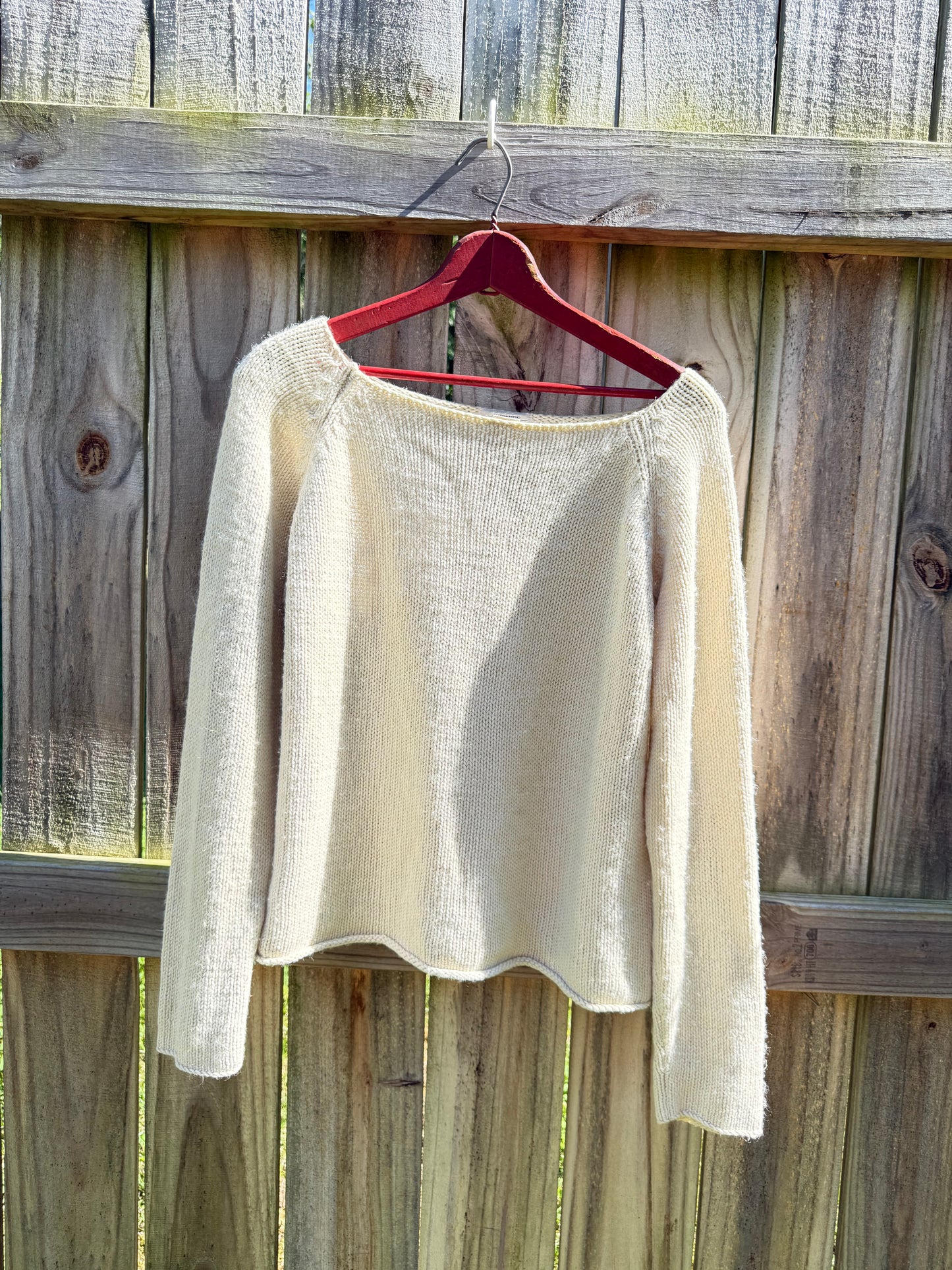 Minimalist Rolled Hem Cream Knit Sweater | Scandinavian Style