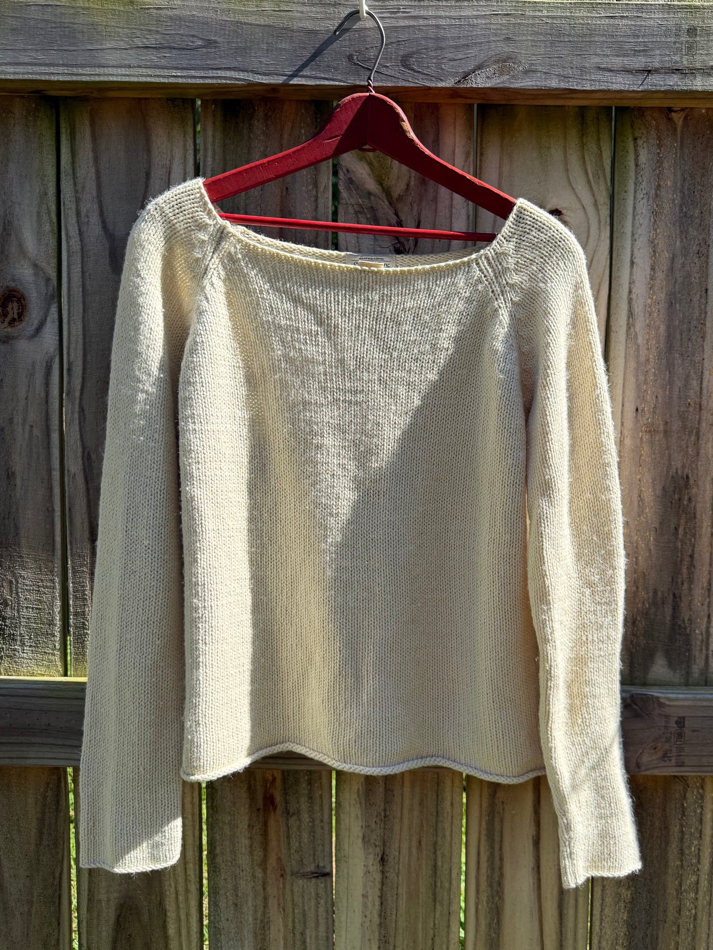 Minimalist Rolled Hem Cream Knit Sweater | Scandinavian Style