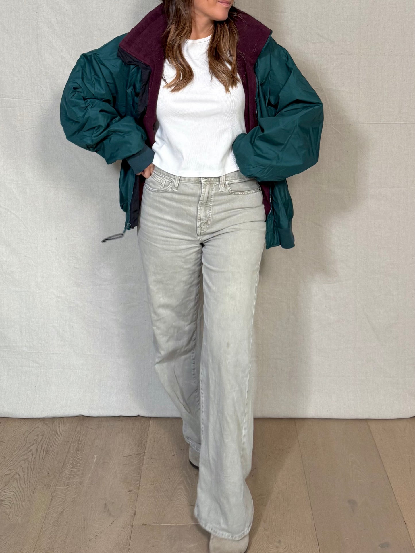 Vintage Columbia Fleece-Lined Puffer Jacket / Teal &amp; Plum Outdoor Classic