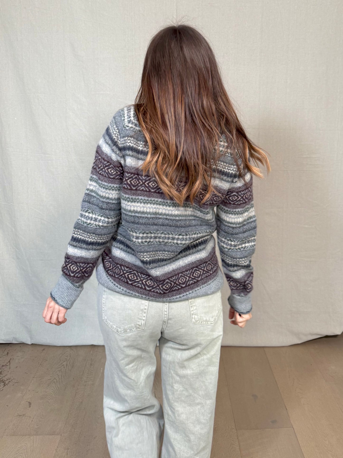 Wool Fair Isle Stripe Sweater / Heritage Lodge Knit