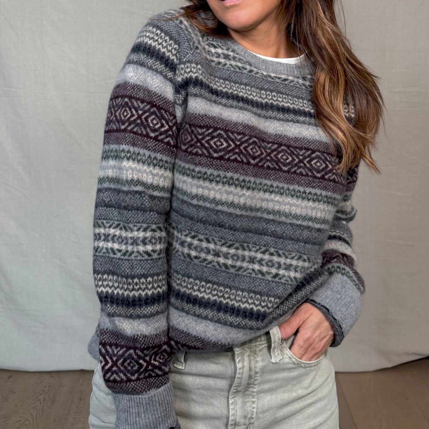 Wool Fair Isle Stripe Sweater / Heritage Lodge Knit