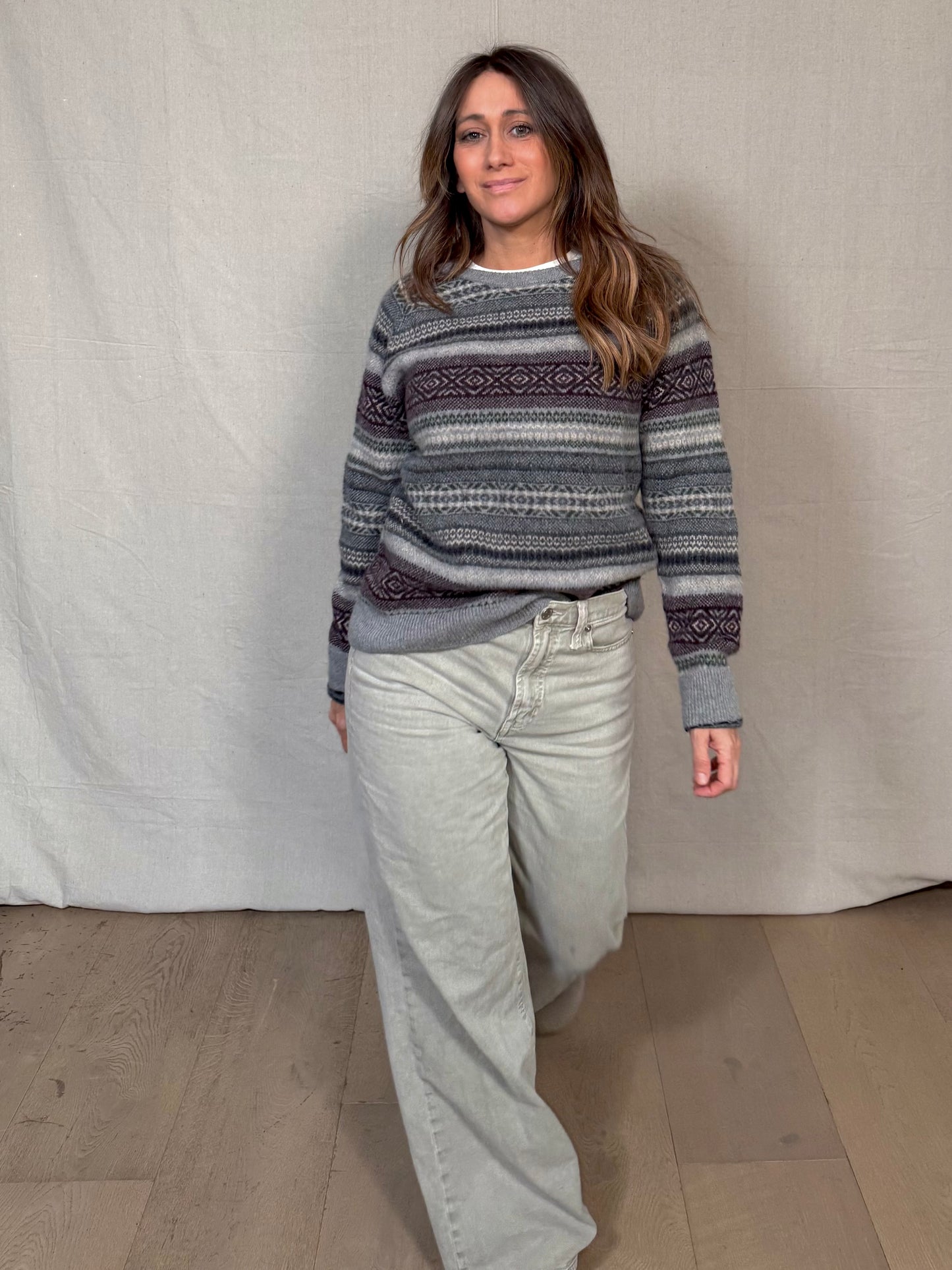 Wool Fair Isle Stripe Sweater / Heritage Lodge Knit