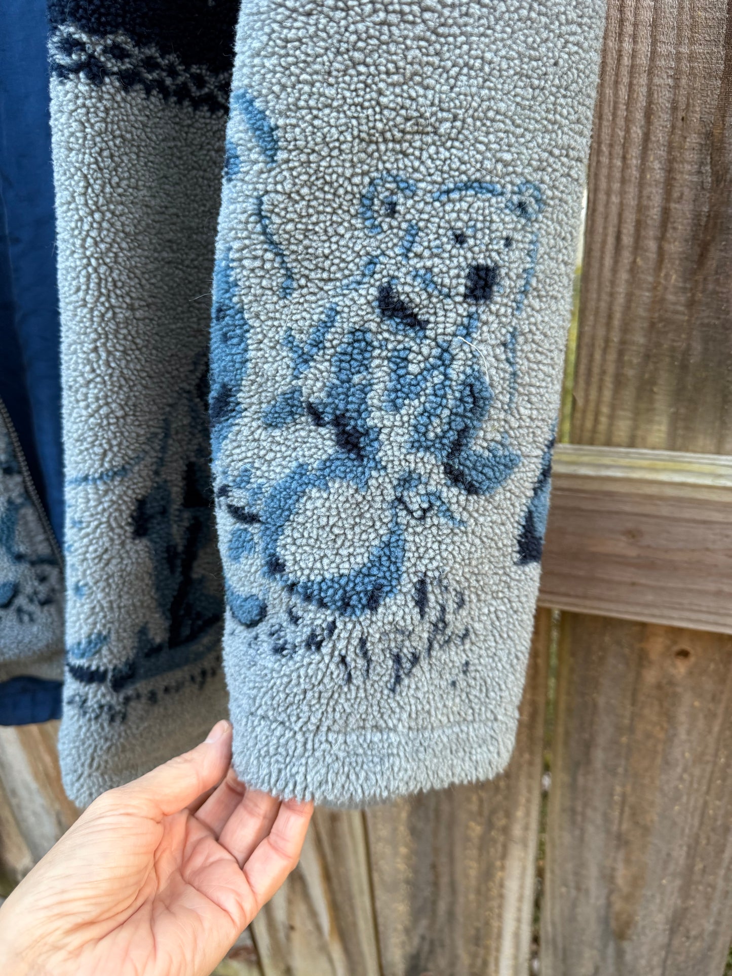 Vintage Polar Bear Fleece Jacket / Nordic Fair Isle Zip-Up