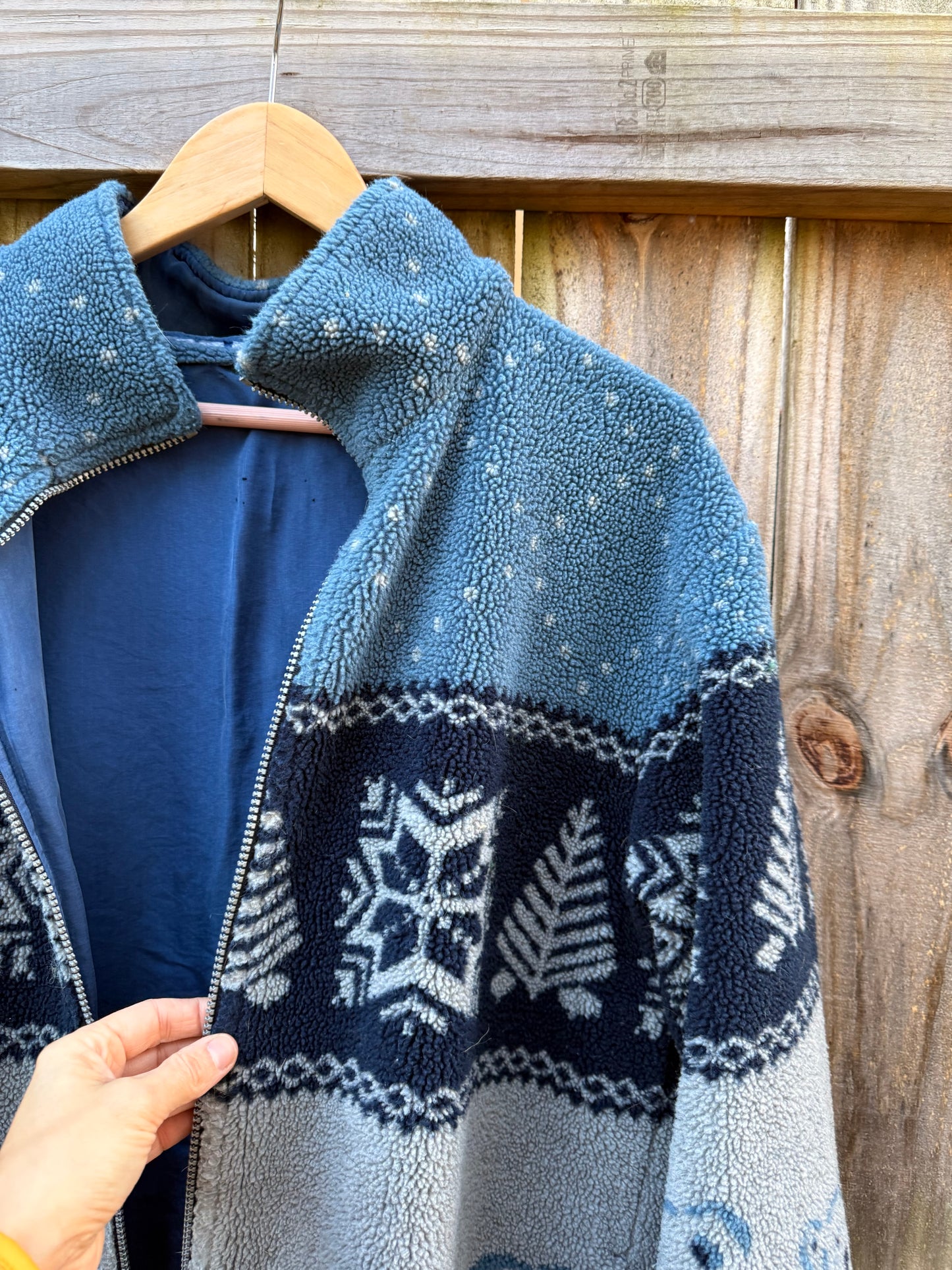 Vintage Polar Bear Fleece Jacket / Nordic Fair Isle Zip-Up