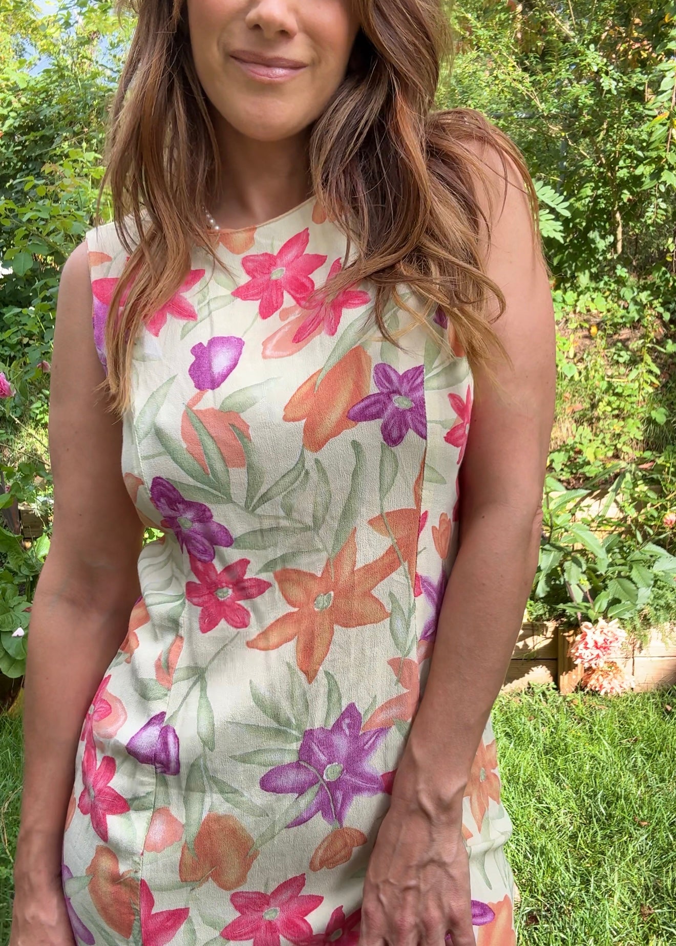 Vintage 90s Floral Column Maxi Dress, Pastel Print - Romantic Grunge