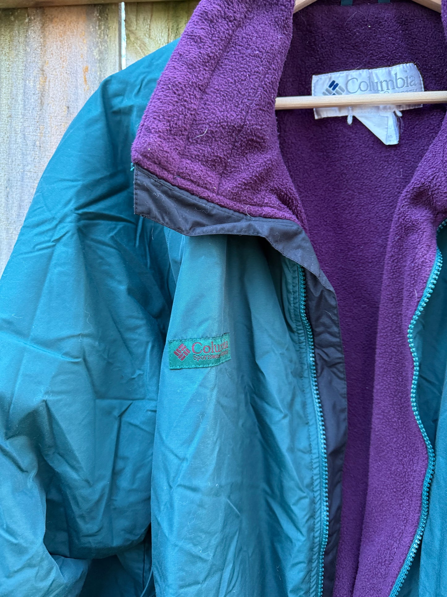 Vintage Columbia Fleece-Lined Puffer Jacket / Teal &amp; Plum Outdoor Classic
