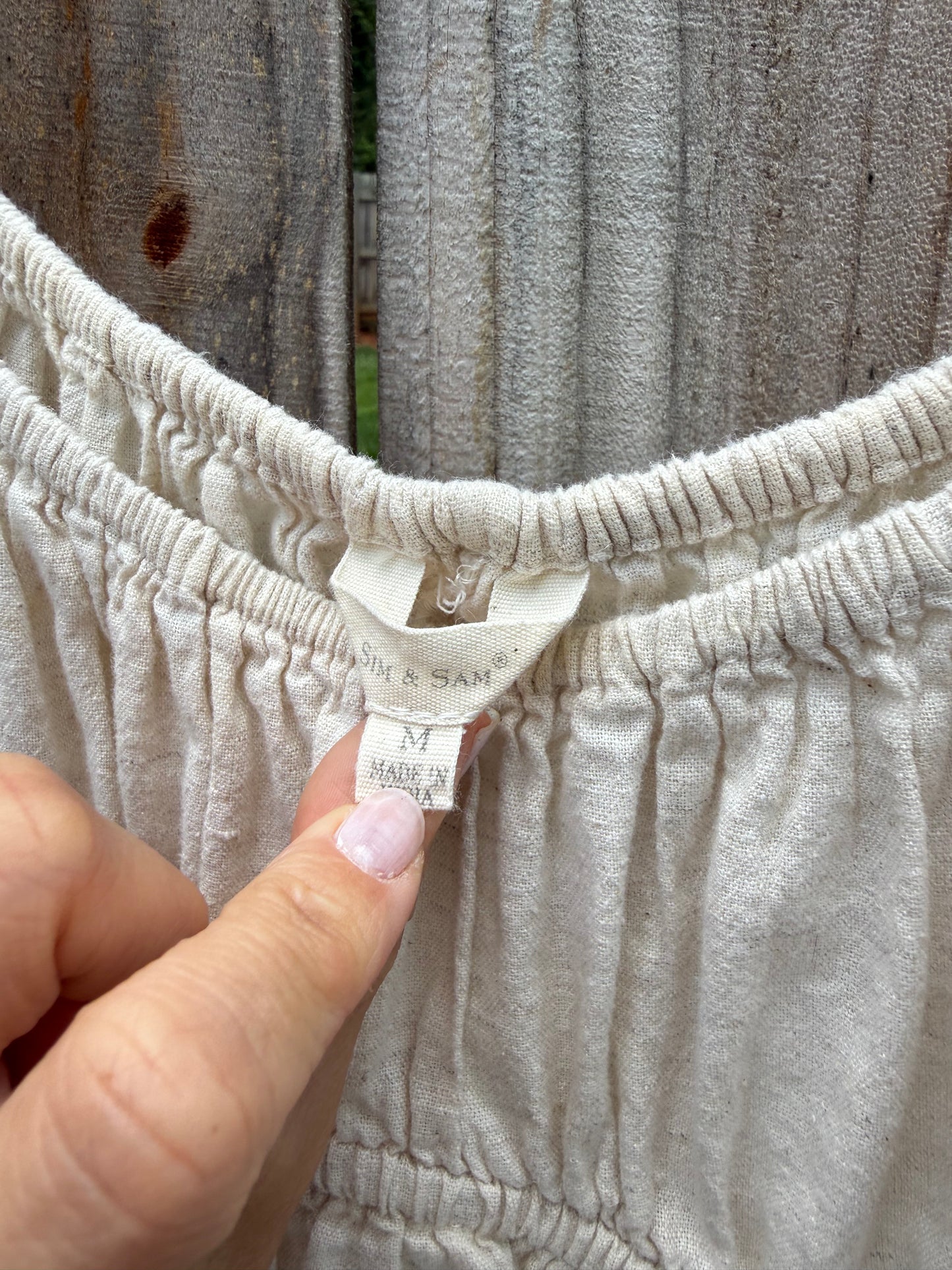 Linen Blend Smocked Puff Sleeve Peplum Top | Quiet Luxury Coastal