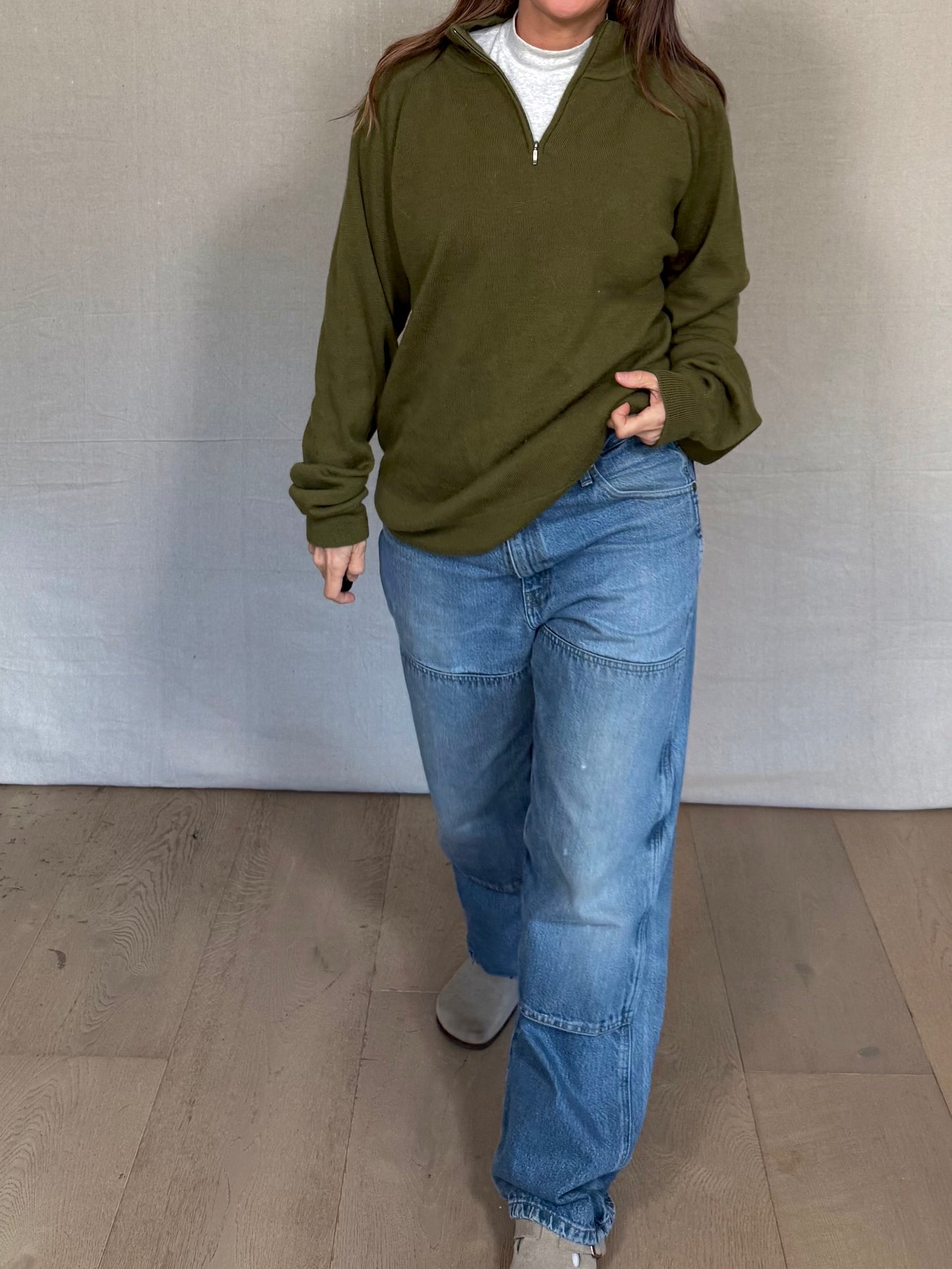 Vintage Patagonia Olive Wool Quarter-Zip