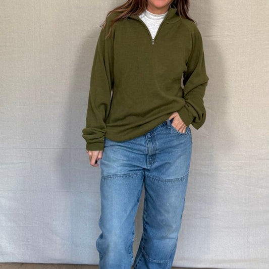Vintage Patagonia Olive Wool Quarter-Zip