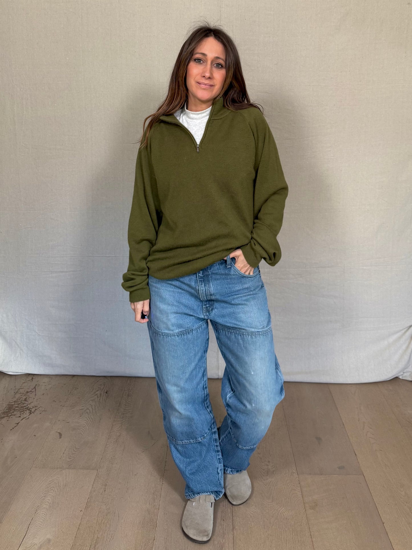 Vintage Patagonia Olive Wool Quarter-Zip