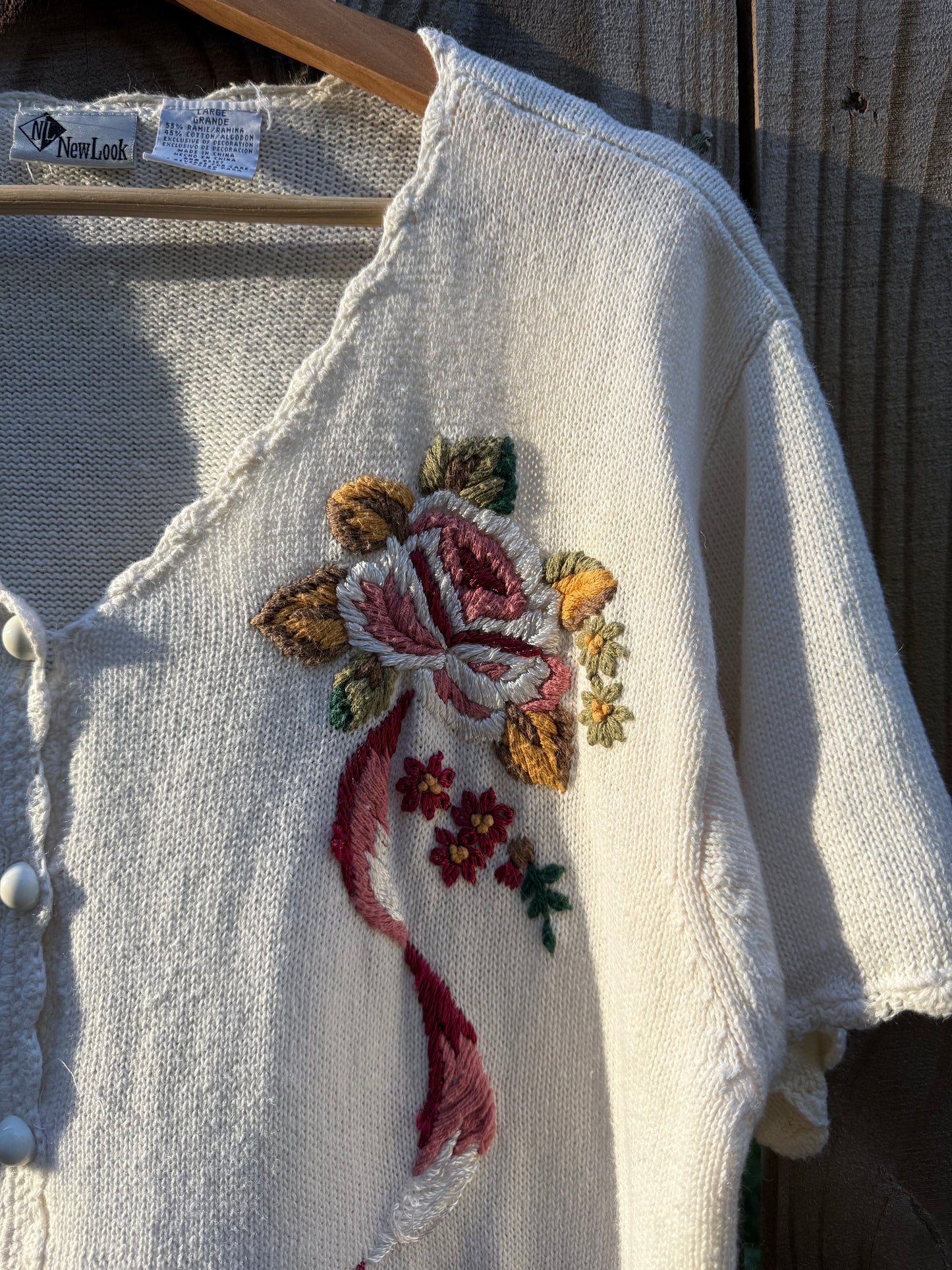 Vintage Embroidered Knit Cardigan Tee, New Look Sweater Grandma