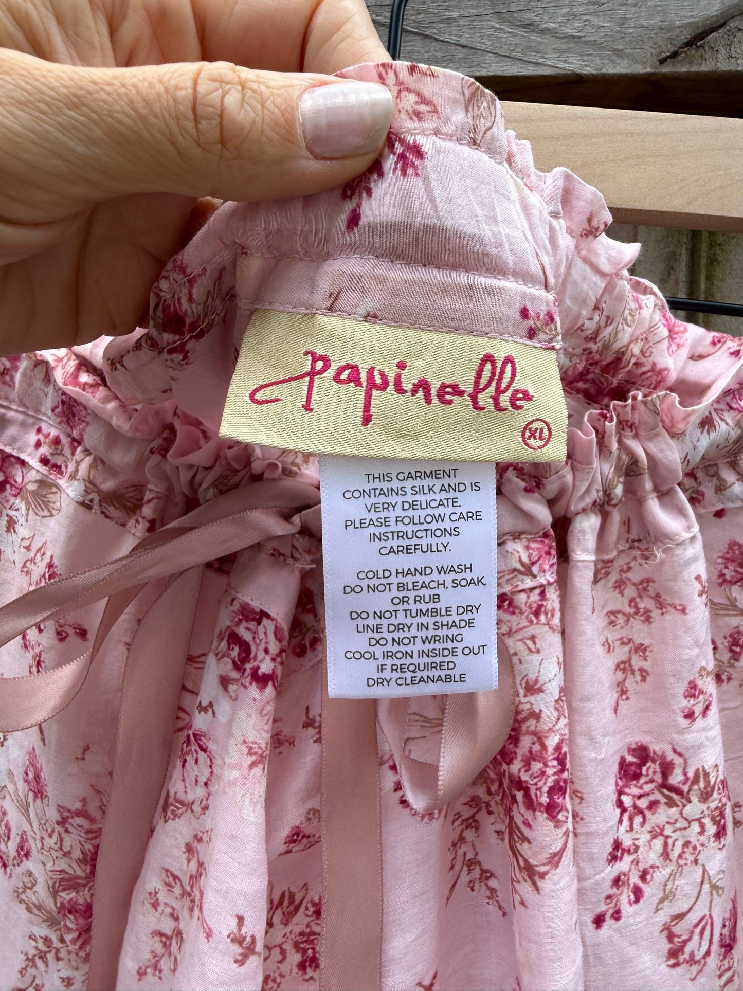 Papinelle Pink Silk Floral Pajama Lounge Pants XL Luxury Sleepwear