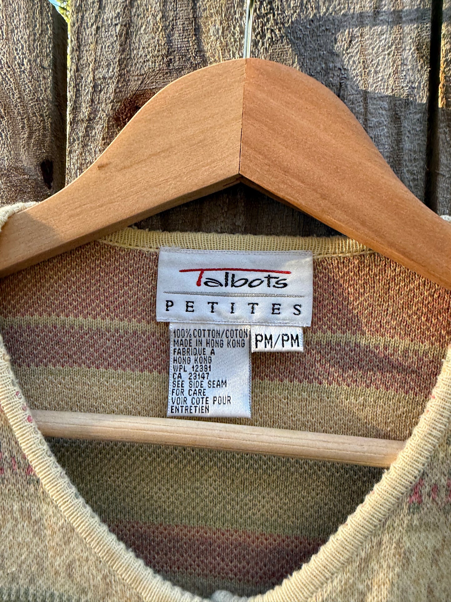 Vintage 90s Fair Isle Knit Cardigan, Talbots Petite (Made in Hong Kong)