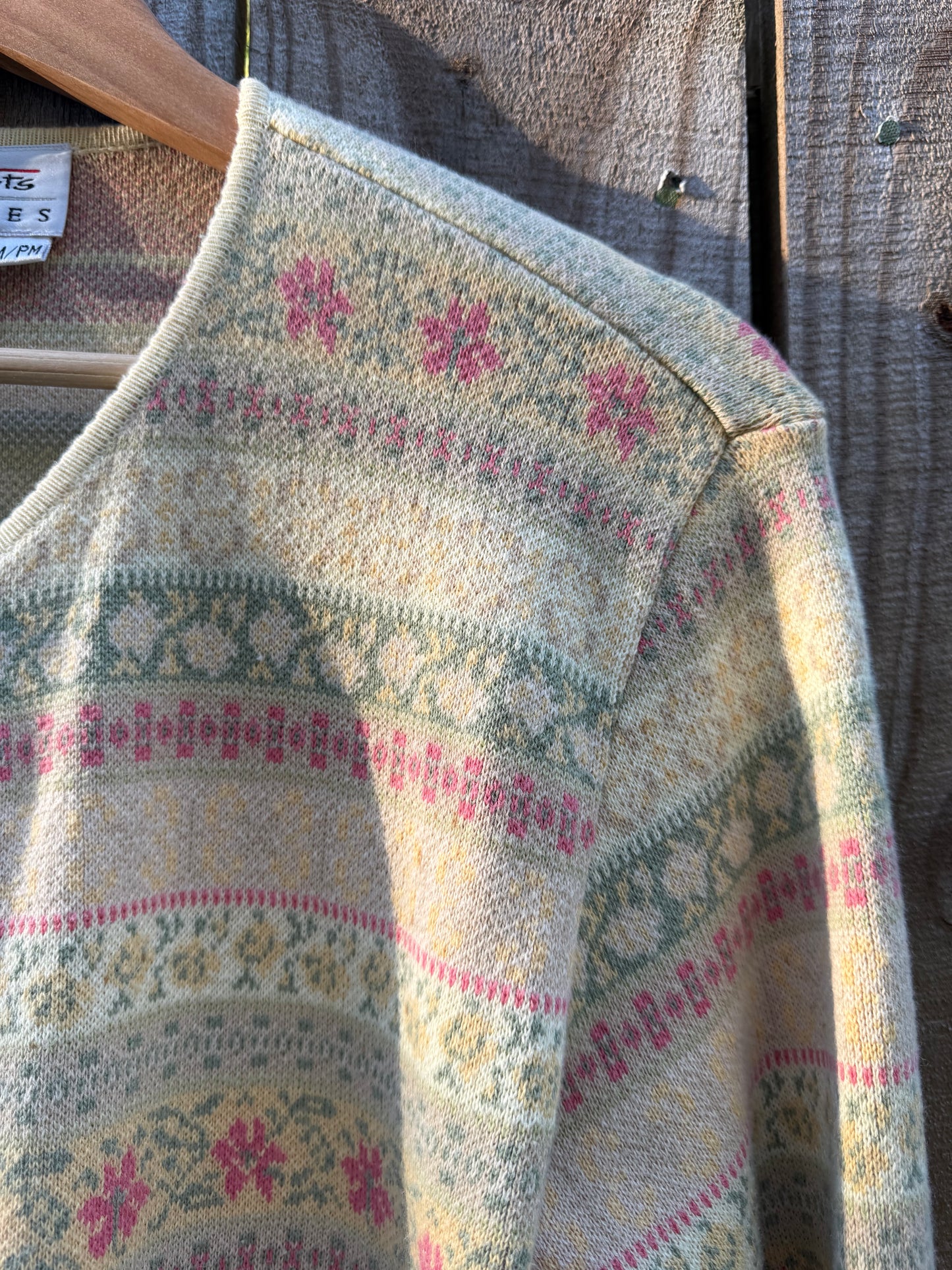 Vintage 90s Fair Isle Knit Cardigan, Talbots Petite (Made in Hong Kong)