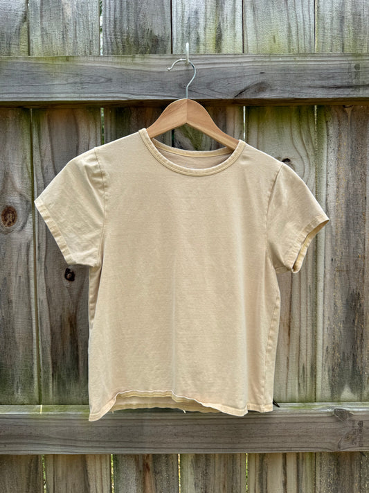 Livi by Olivia Rae Beige Cotton Baby Tee Size L Fitted Stretch Tee