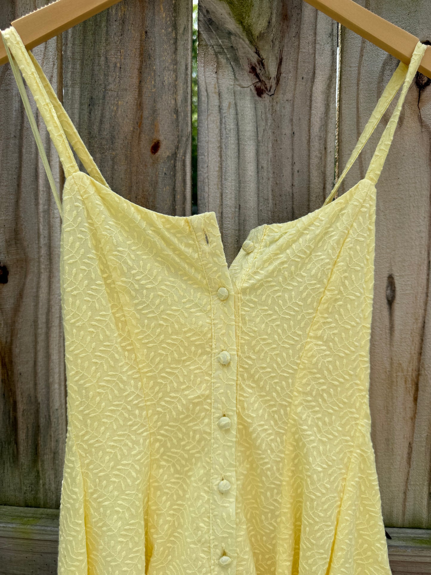 Chelsea & Violet Butter Yellow Jacquard Lace-Up Sundress | S