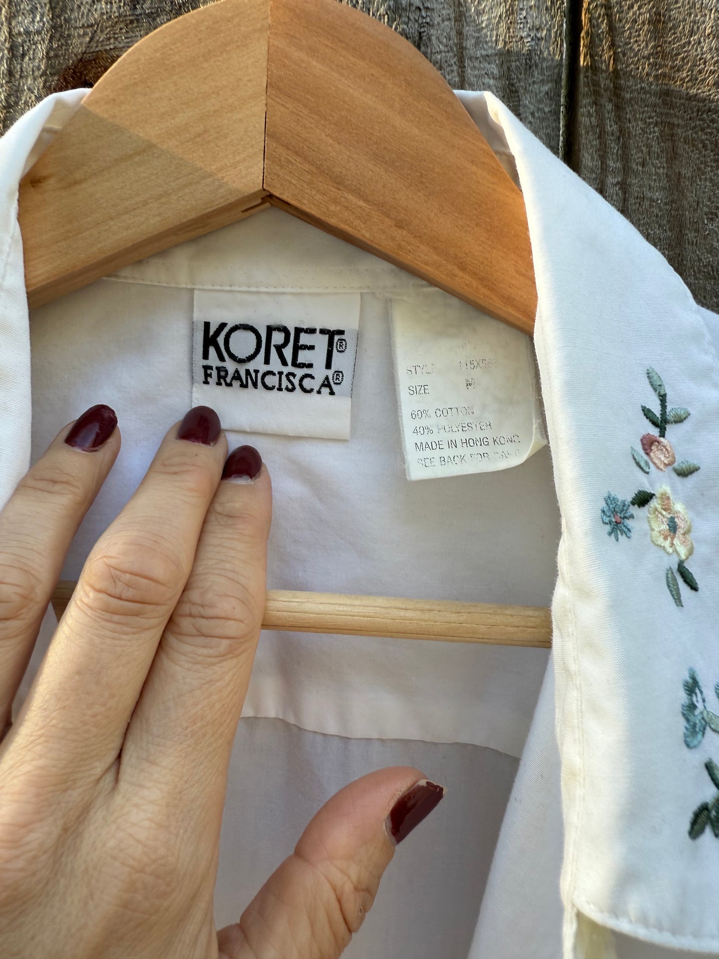 Vintage 90s Embroidered Button-Up Blouse, Koret Francisca (Made in Hong Kong)