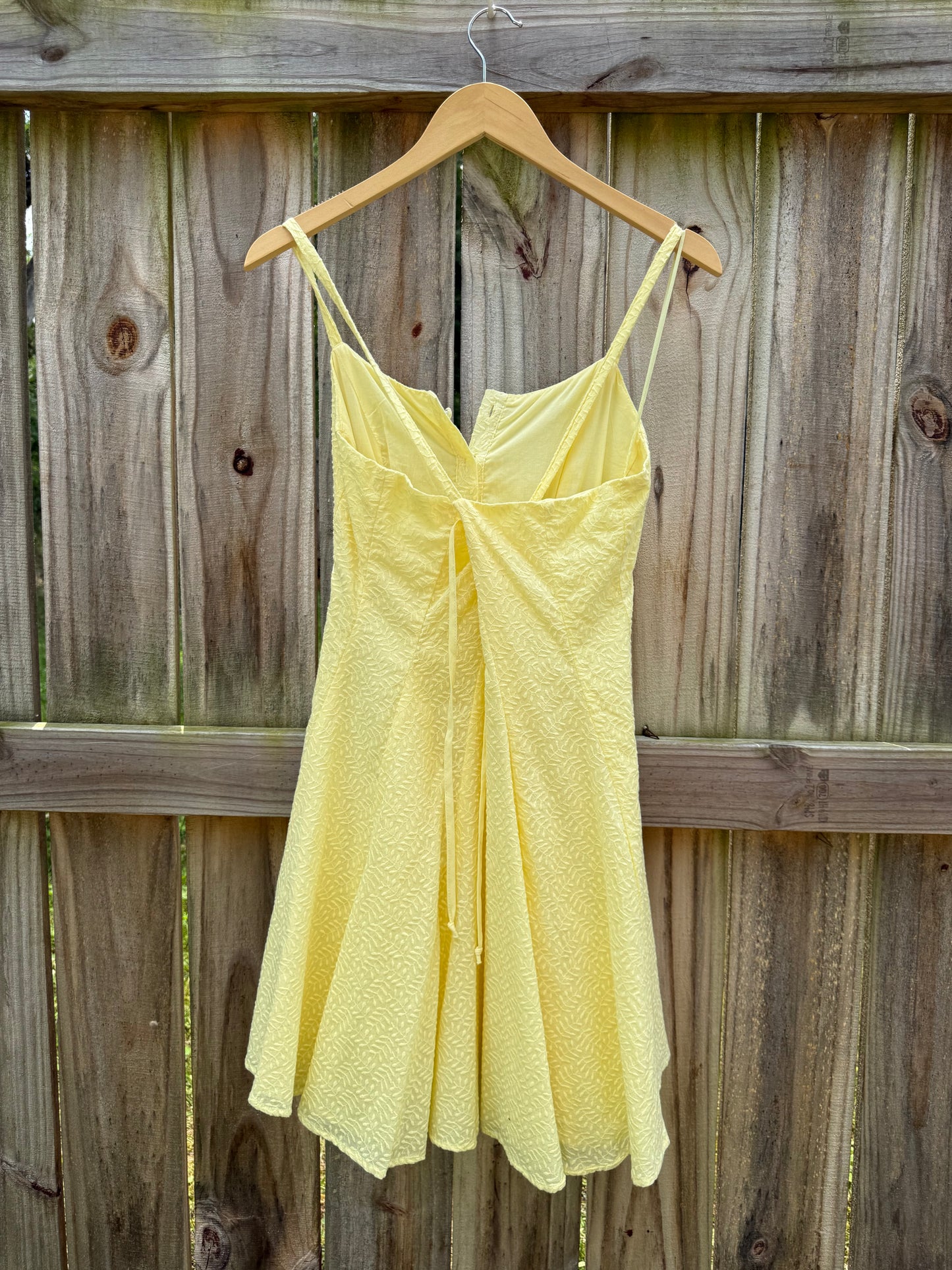 Chelsea & Violet Butter Yellow Jacquard Lace-Up Sundress | S