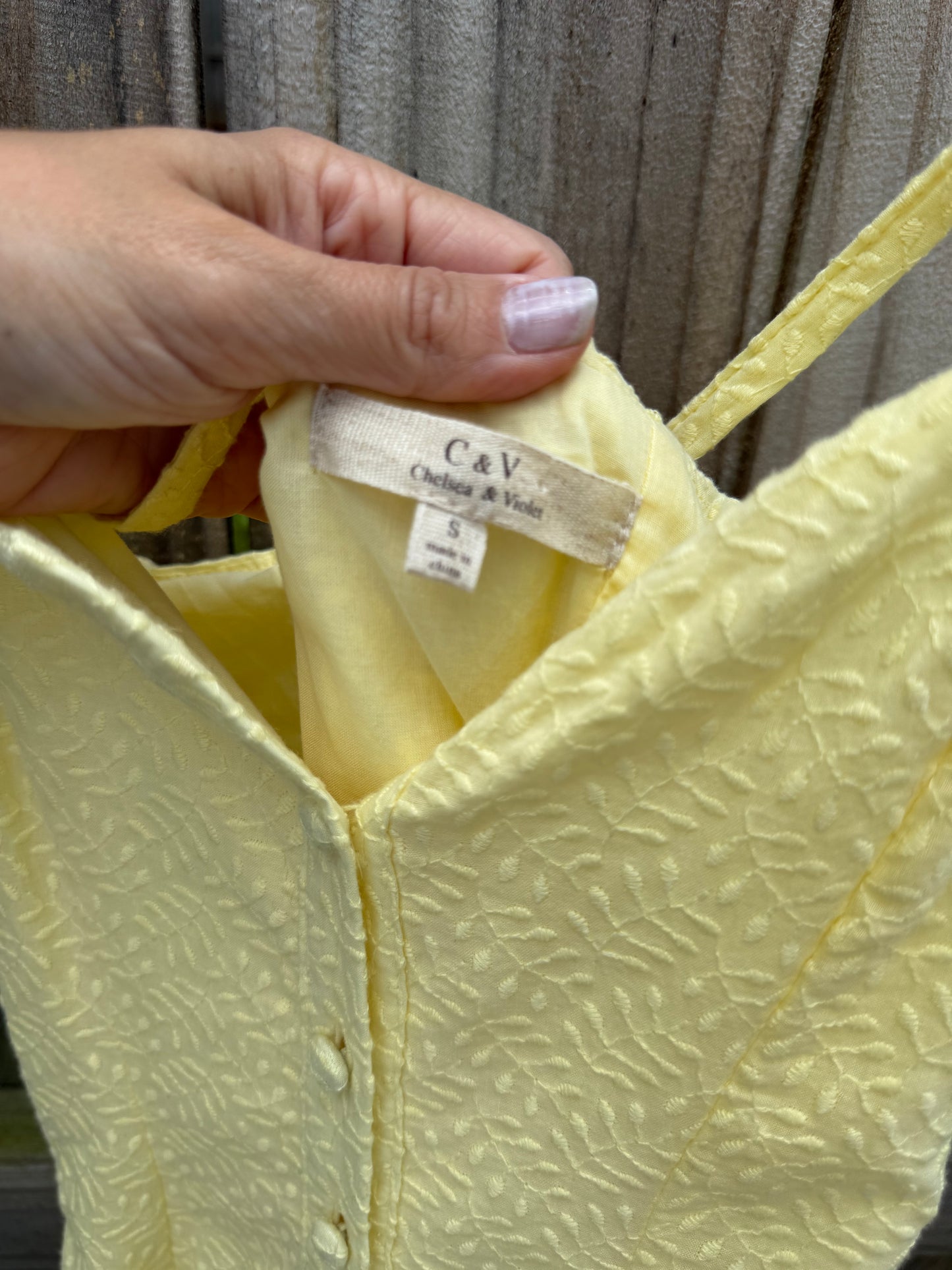 Chelsea & Violet Butter Yellow Jacquard Lace-Up Sundress | S