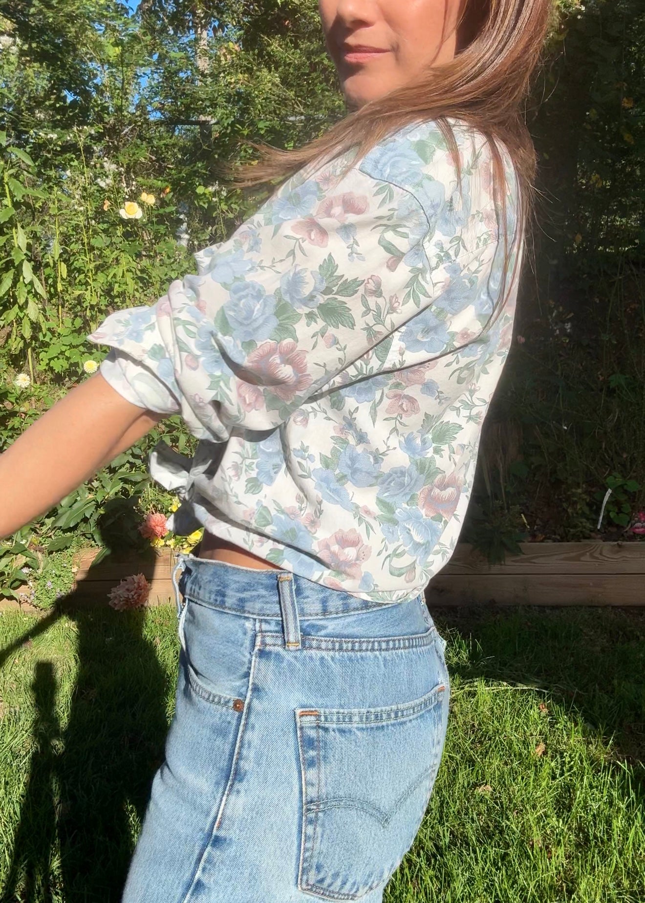 80s Kyoto Kasuals Oversized Floral Button-Down Shirt – Cotton, Made in Qatar