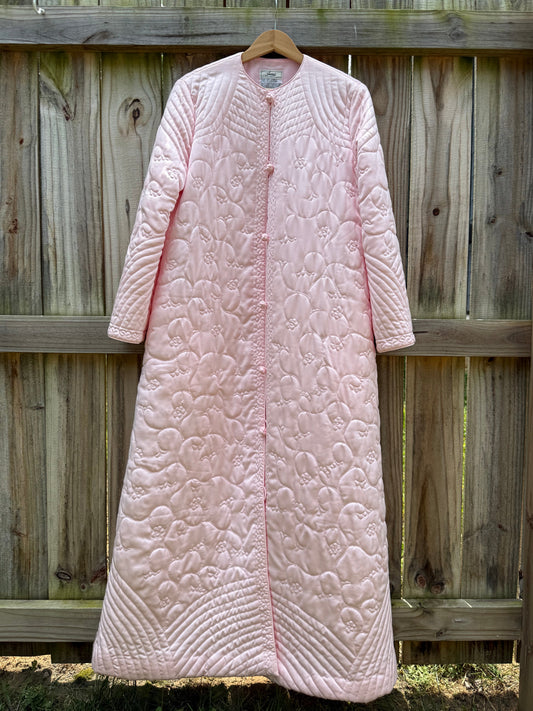 Vintage Pink Quilted House Coat