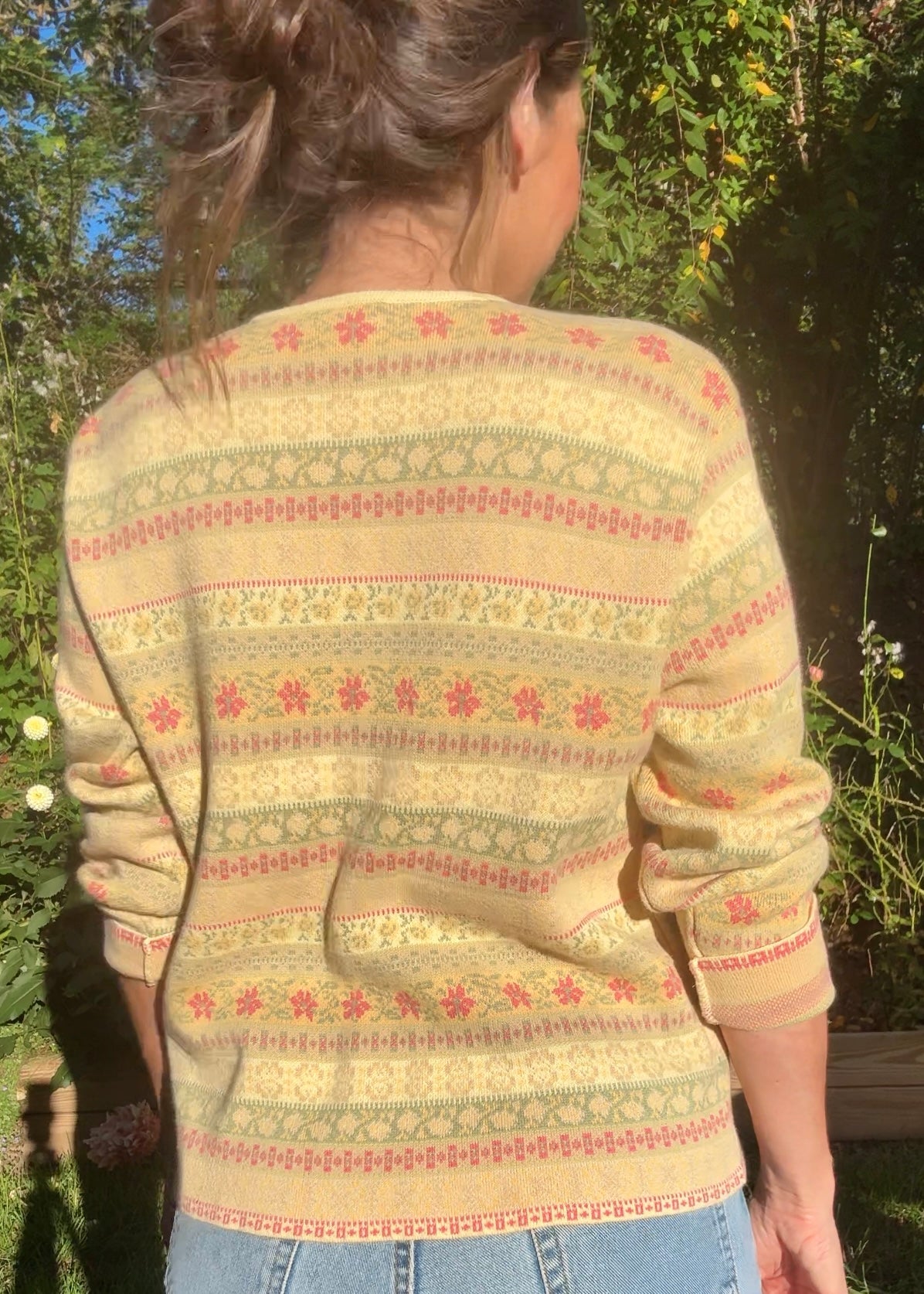 Vintage 90s Fair Isle Knit Cardigan, Talbots Petite (Made in Hong Kong)
