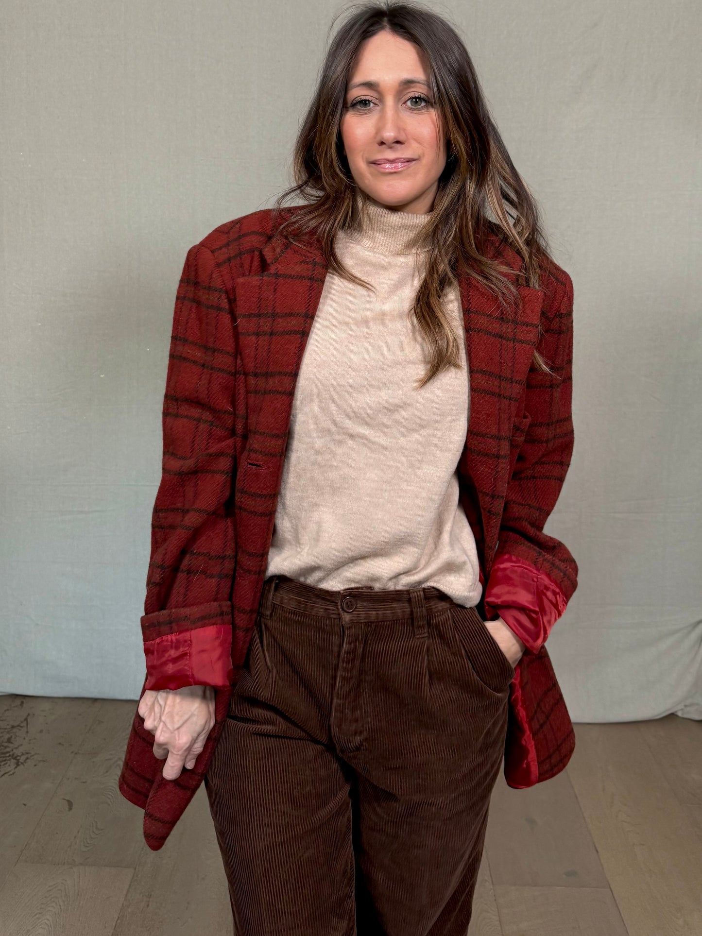 Vintage red plaid wool blaze