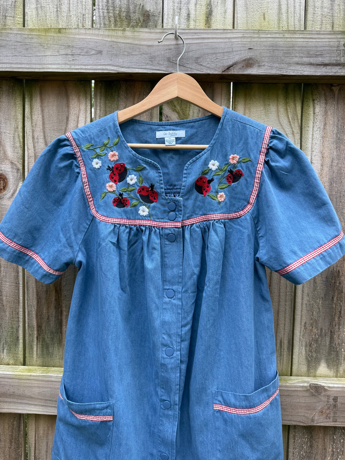 Go Softly Embroidered Ladybug Mini Dress