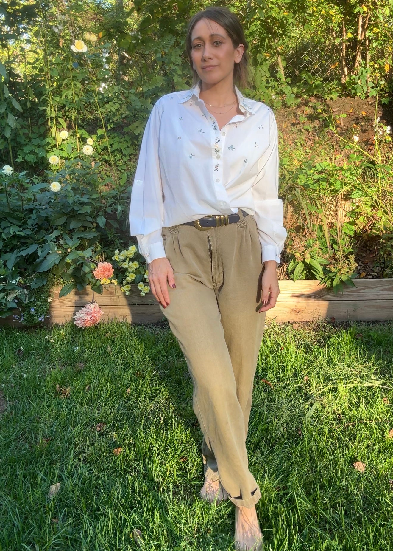 Vintage 90s Embroidered Button-Up Blouse, Koret Francisca (Made in Hong Kong)