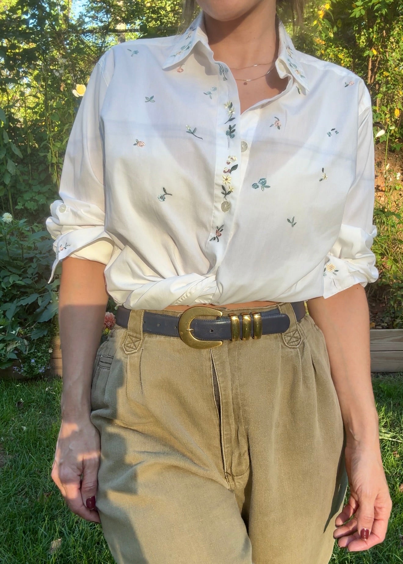 Vintage 90s Embroidered Button-Up Blouse, Koret Francisca (Made in Hong Kong)