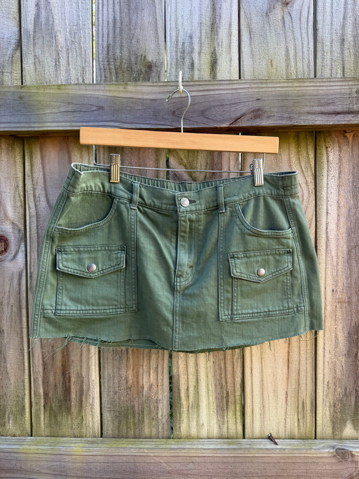 Reworked Olive Y2K Utility Mini Skirt