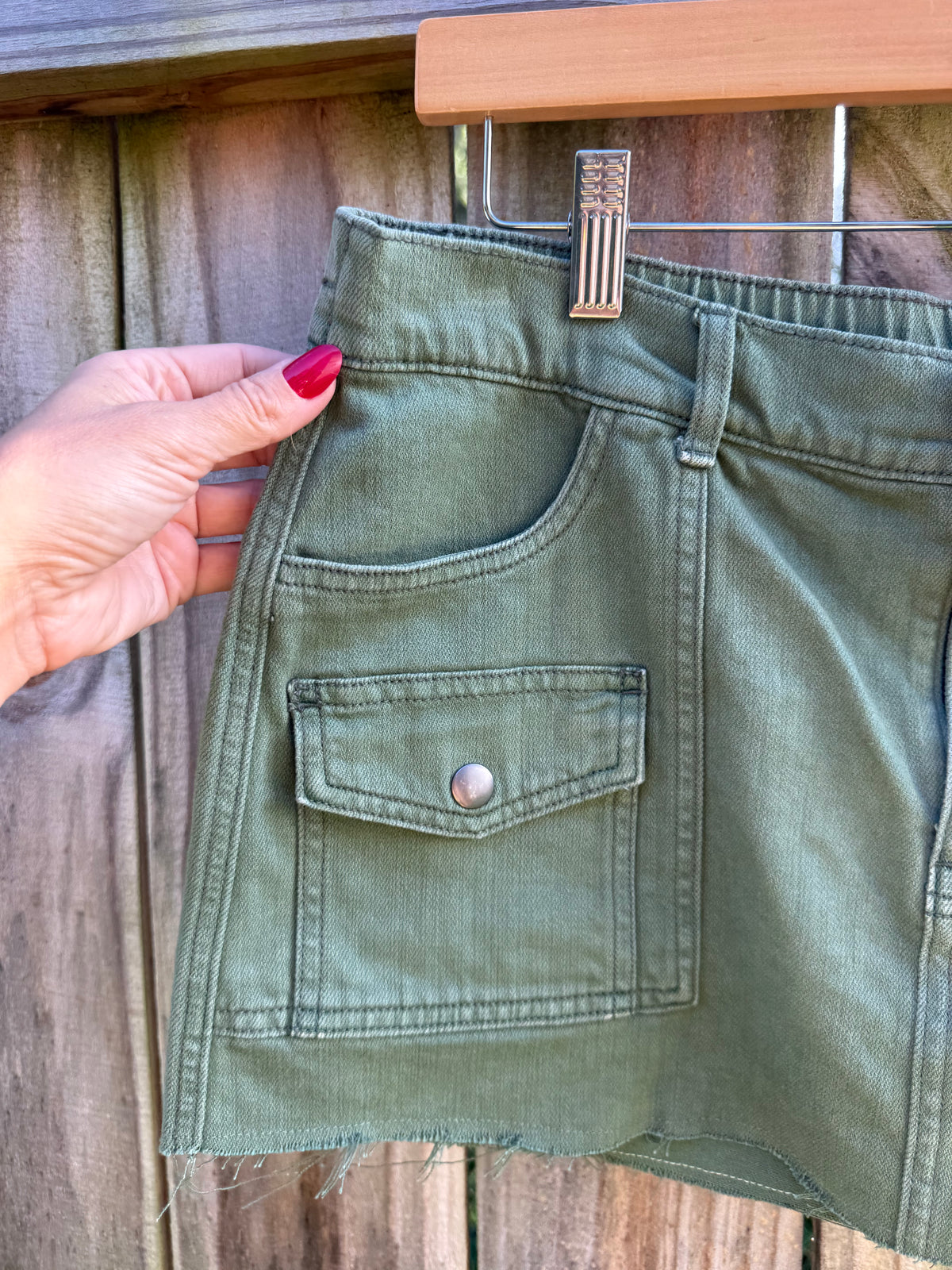 Reworked Olive Y2K Utility Mini Skirt