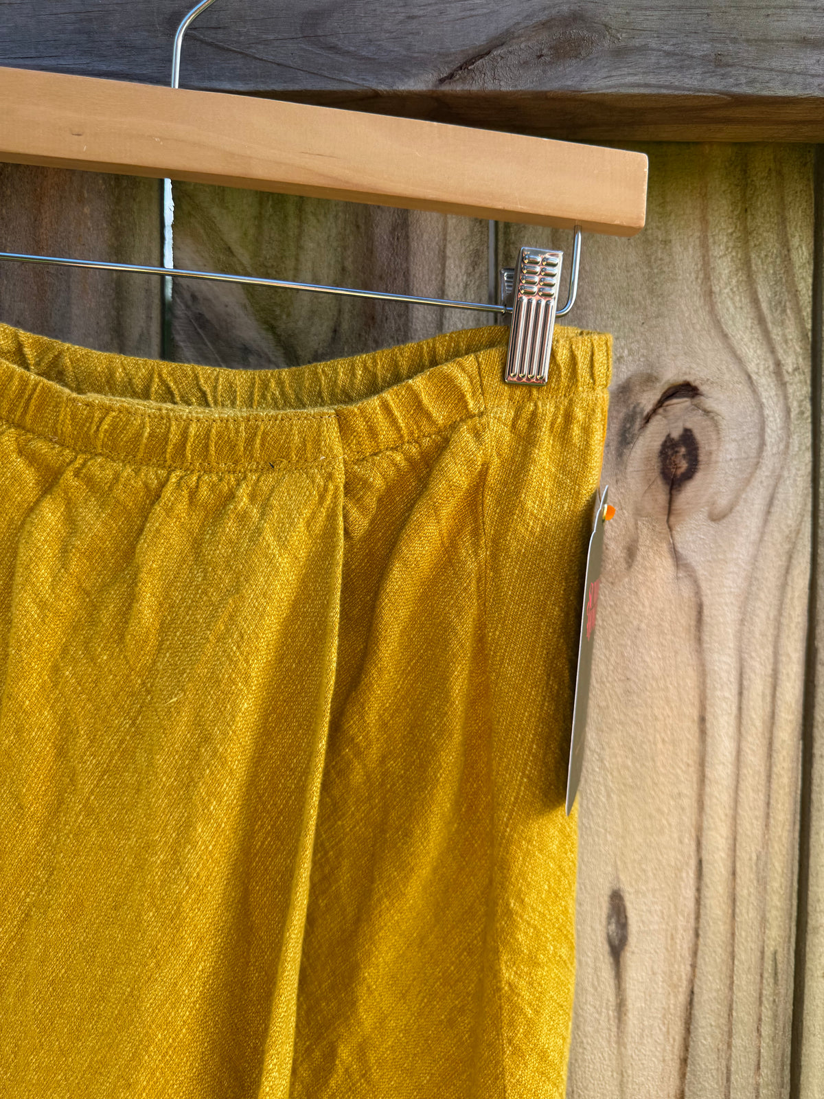 Sunday Honey Reworked Golden Linen Wrap Midi Skirt