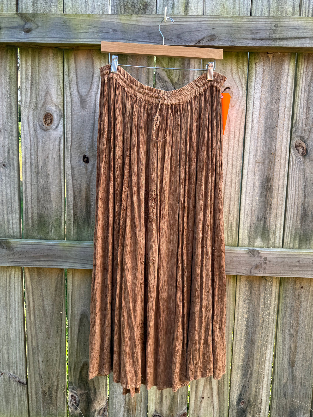 Vintage Just Cruising Embroidered Crinkle Maxi Skirt