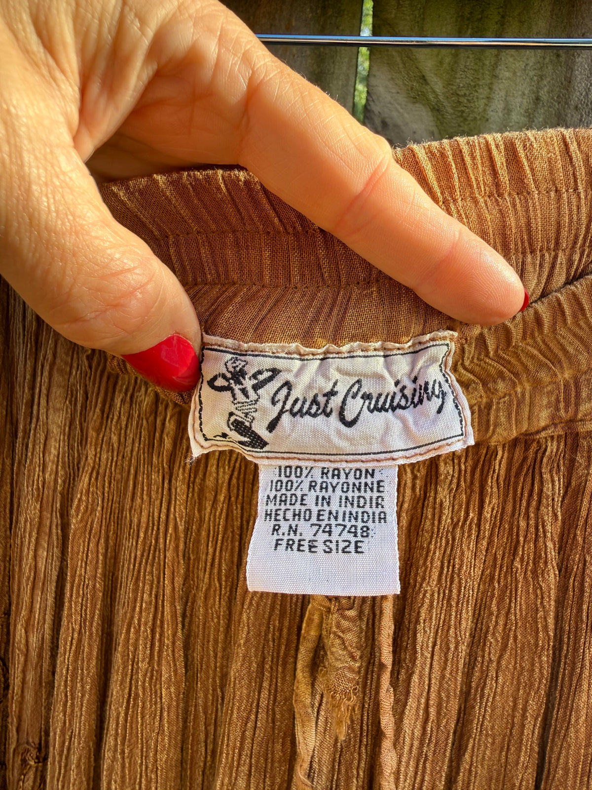 Vintage Just Cruising Embroidered Crinkle Maxi Skirt