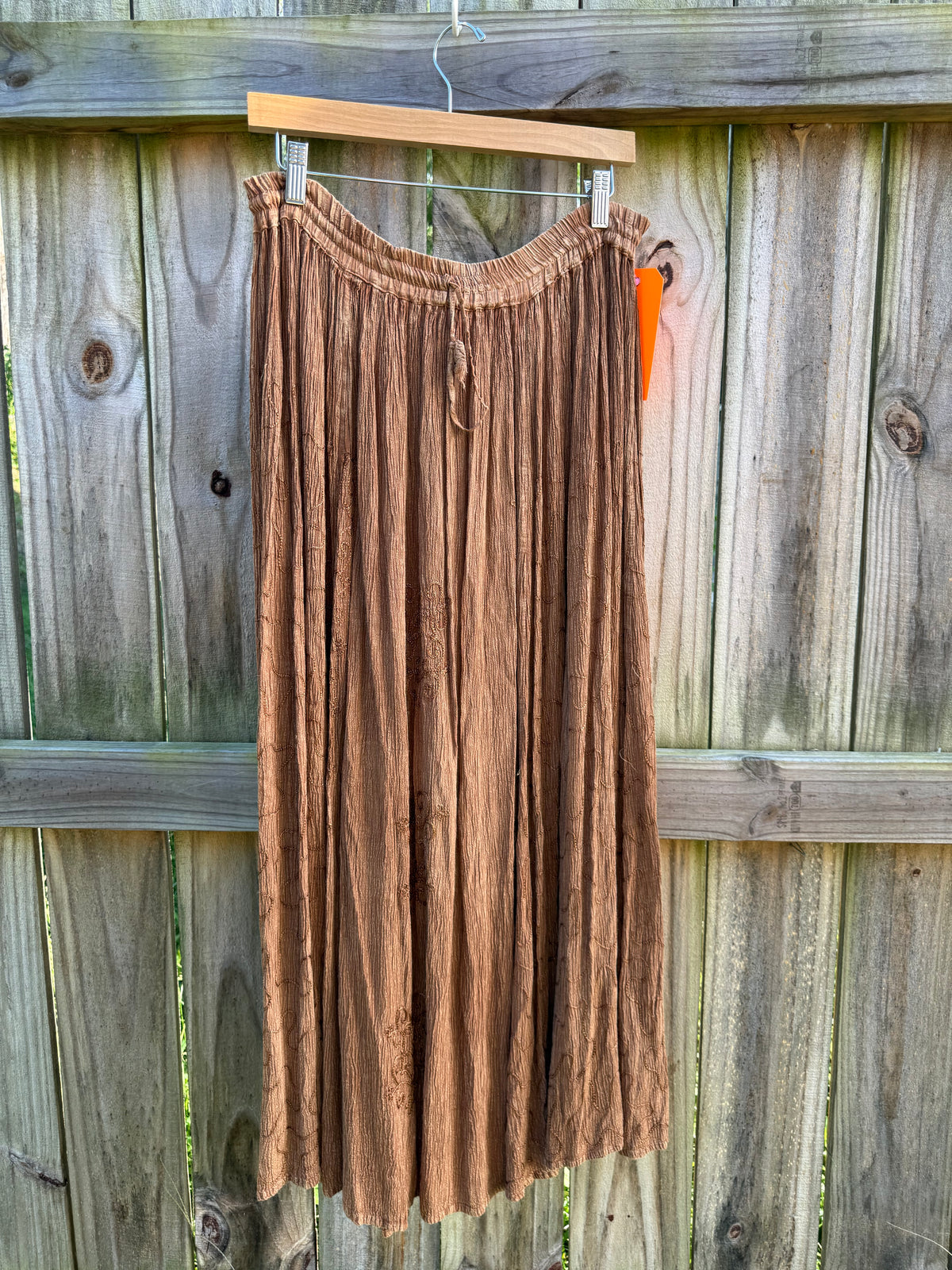 Vintage Just Cruising Embroidered Crinkle Maxi Skirt