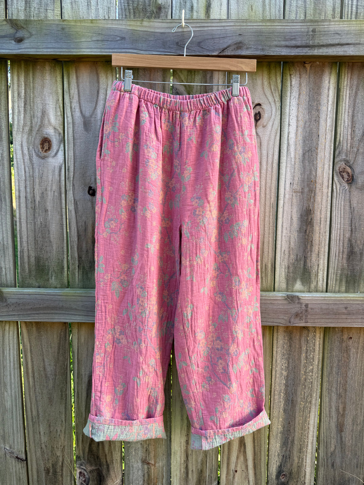 Reversible Floral Cotton Wide-Leg Pants Romantic Boho