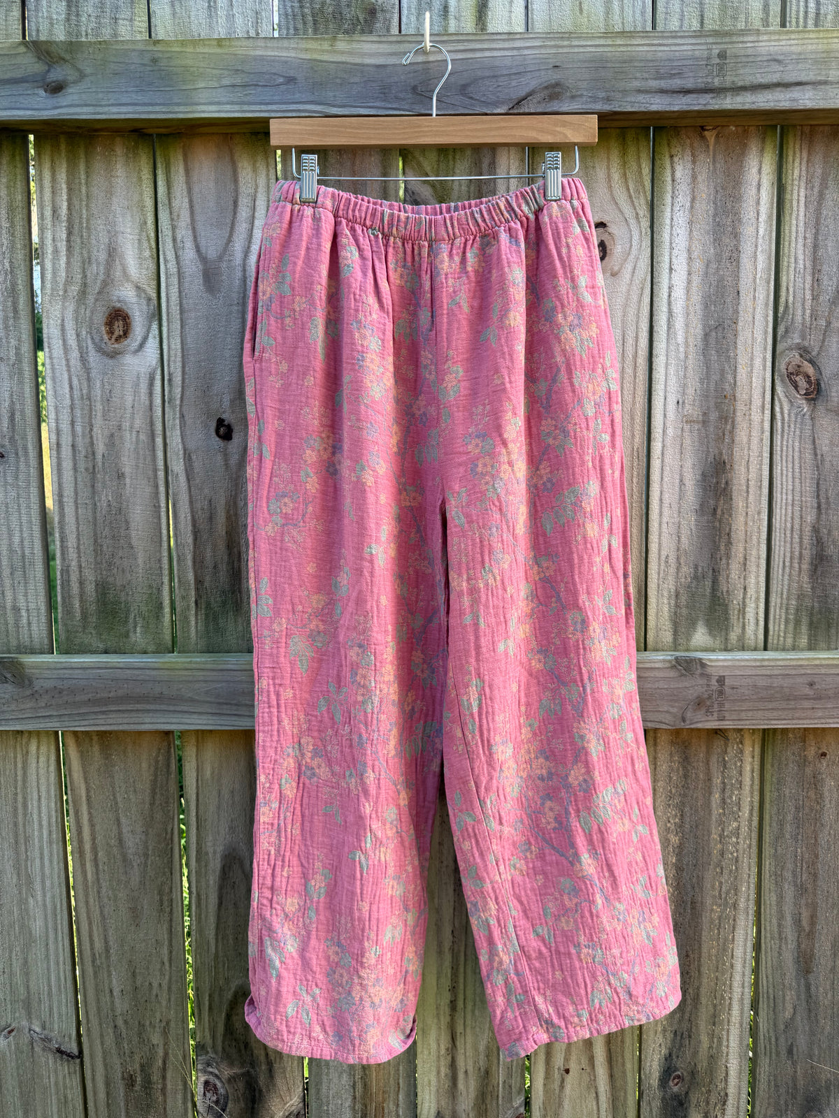 Reversible Floral Cotton Wide-Leg Pants Romantic Boho