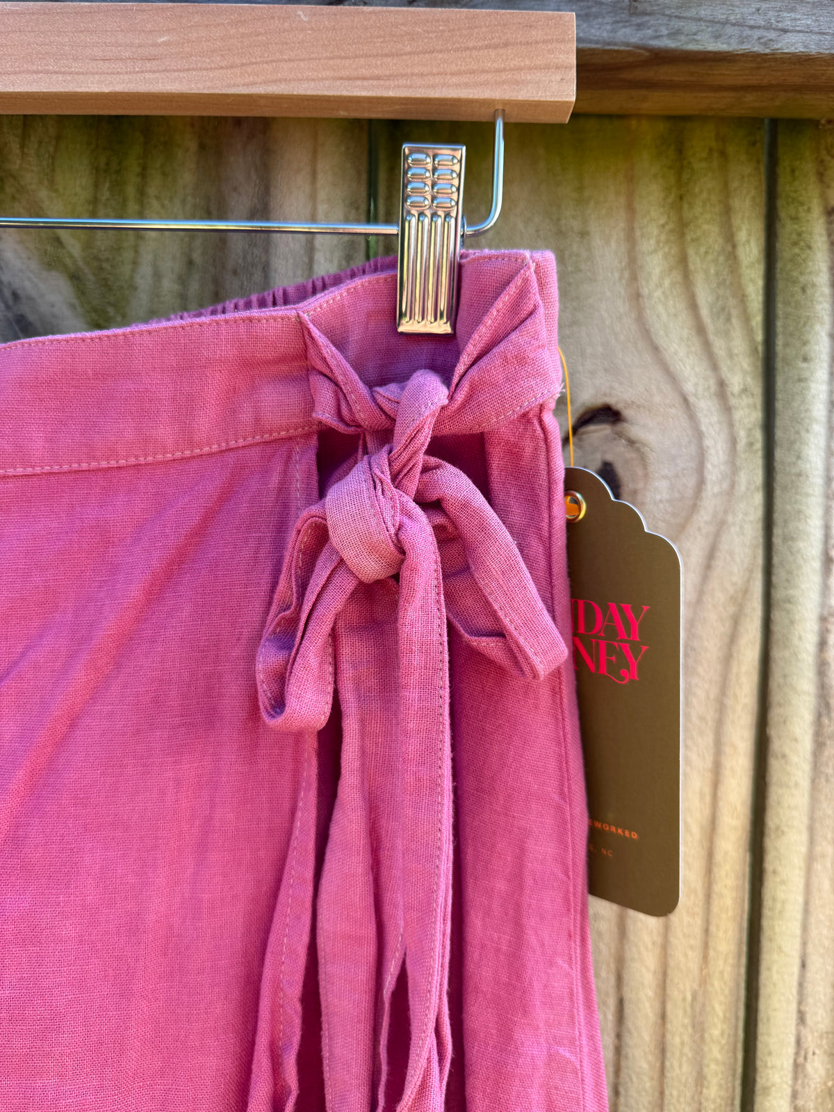 Hand-Dyed Fuchsia Linen Wrap Midi Skirt