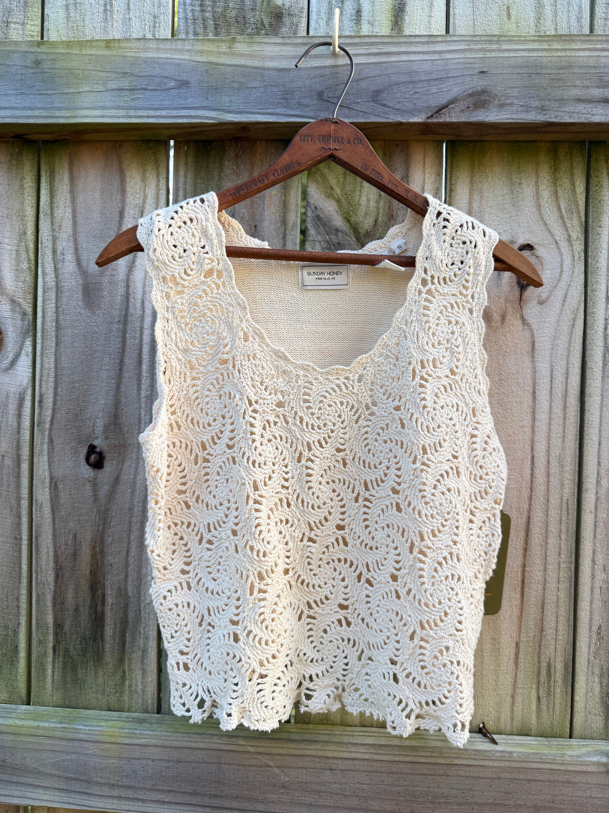 Reworked Vintage Crochet Ramie Cotton Crop Top