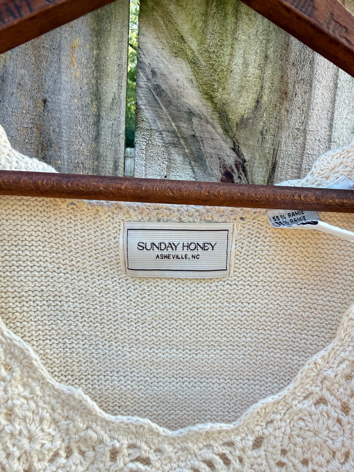 Reworked Vintage Crochet Ramie Cotton Crop Top