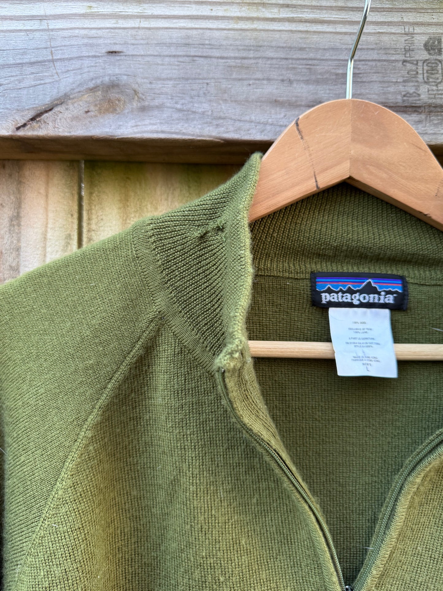 Vintage Patagonia Olive Wool Quarter-Zip