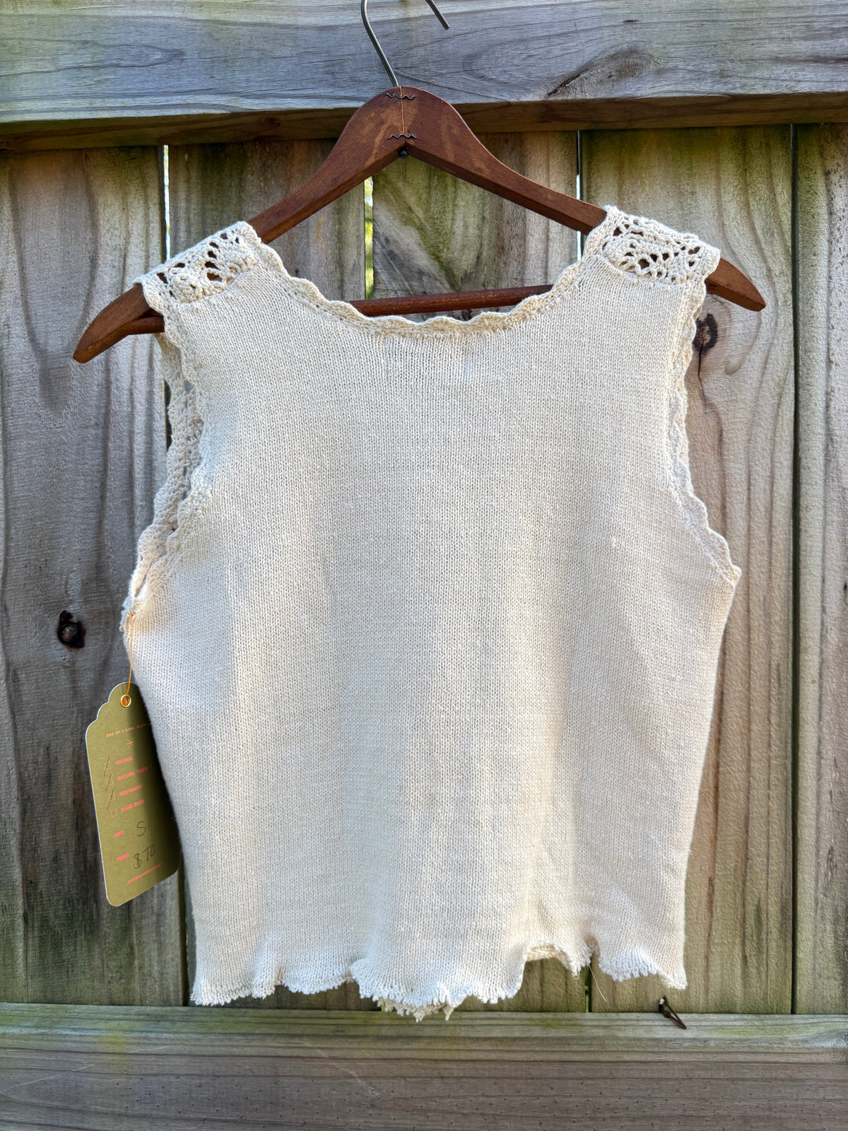 Reworked Vintage Crochet Ramie Cotton Crop Top
