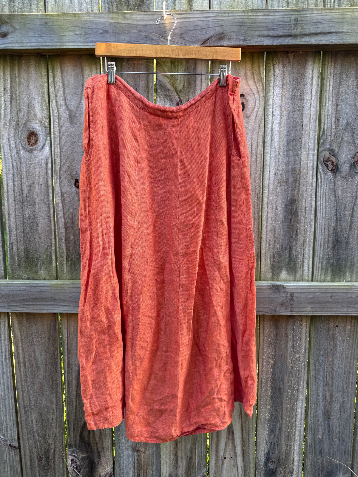 Rust Linen Lagenlook Maxi Skirt