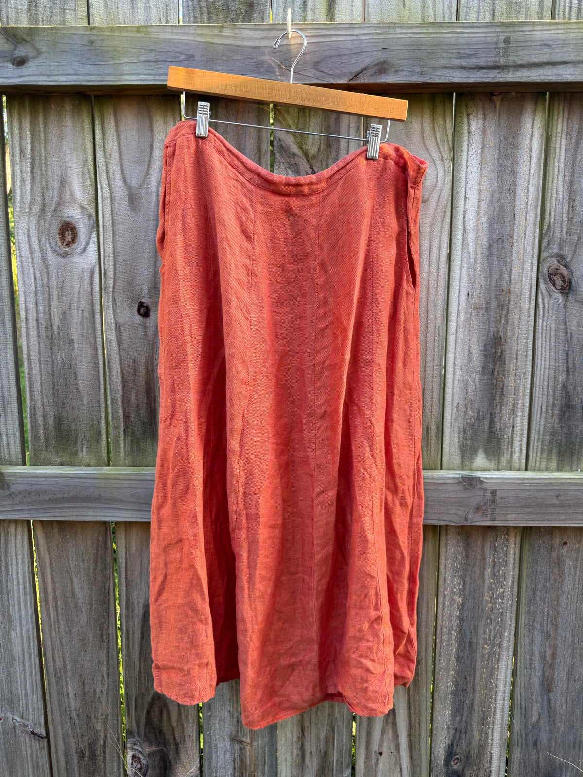 Rust Linen Lagenlook Maxi Skirt