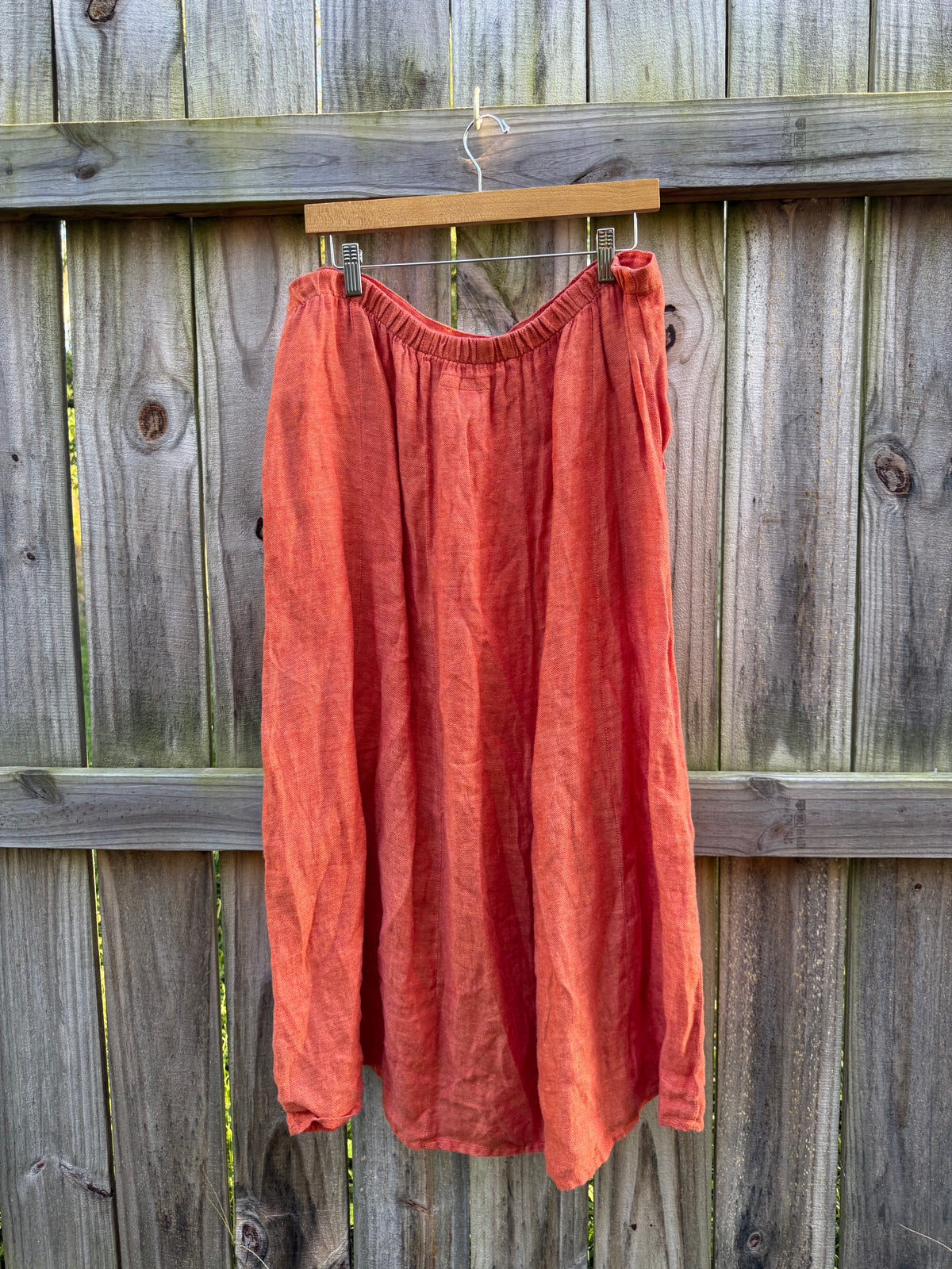 Rust Linen Lagenlook Maxi Skirt