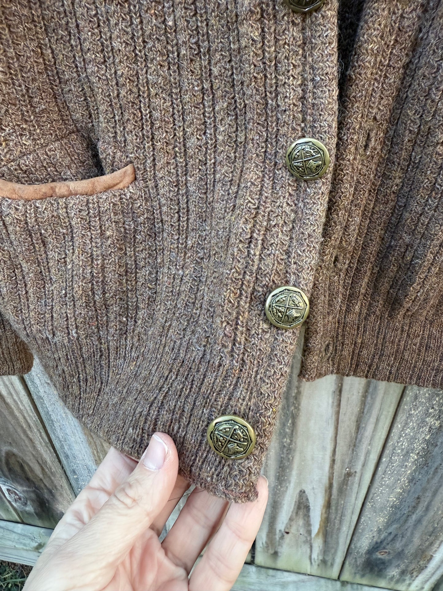 Vintage Brown Ribbed Knit Cardigan