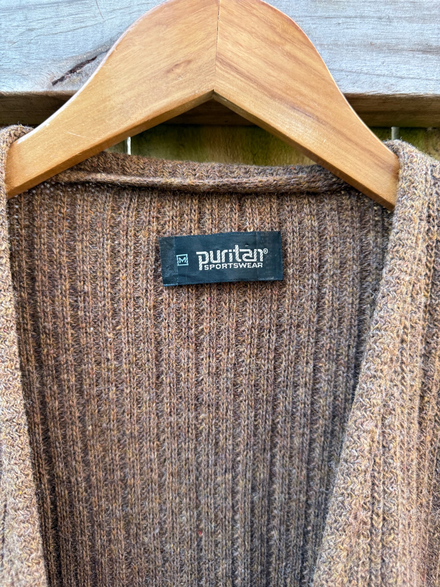 Vintage Brown Ribbed Knit Cardigan