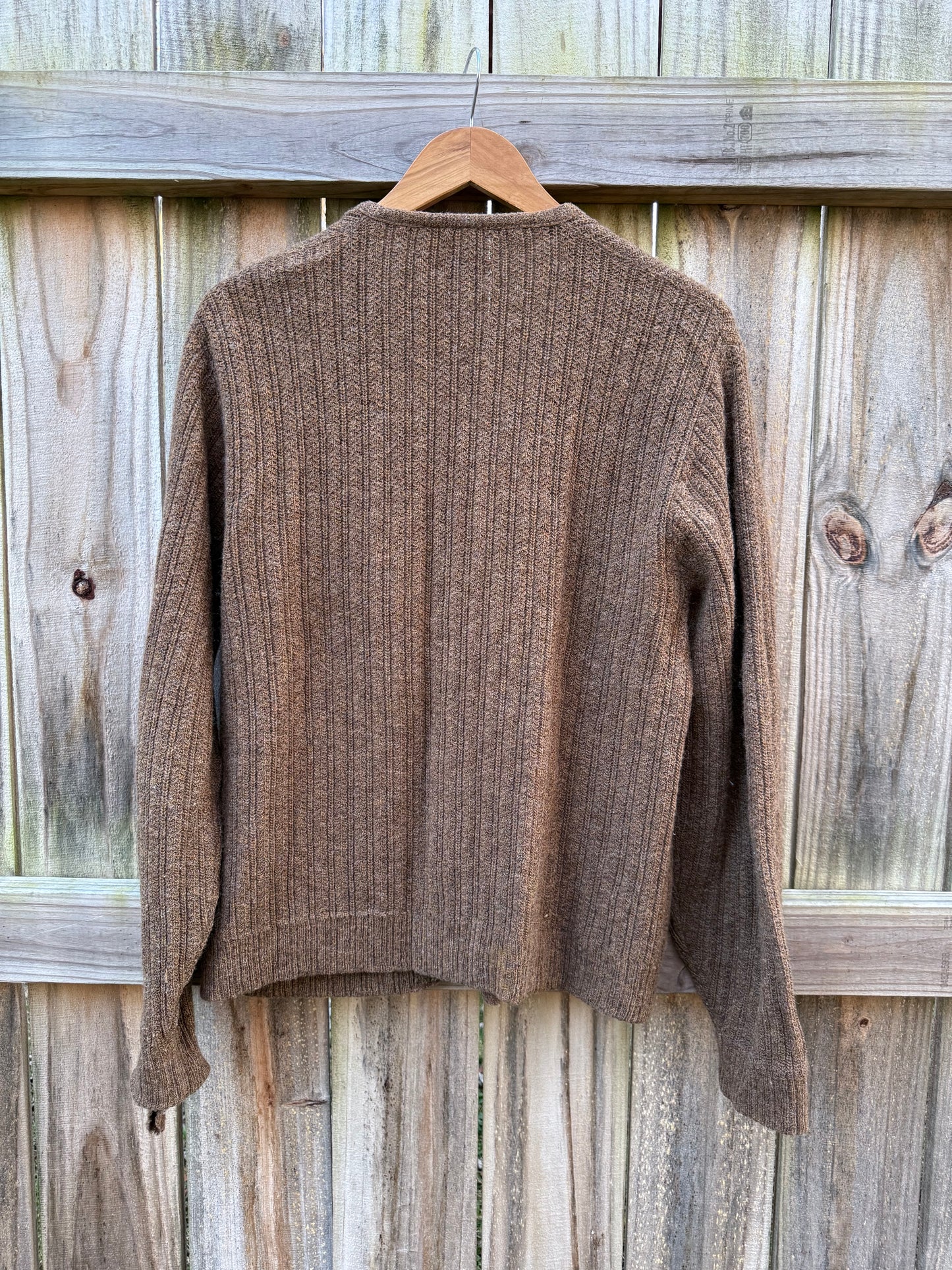 Vintage Brown Ribbed Knit Cardigan