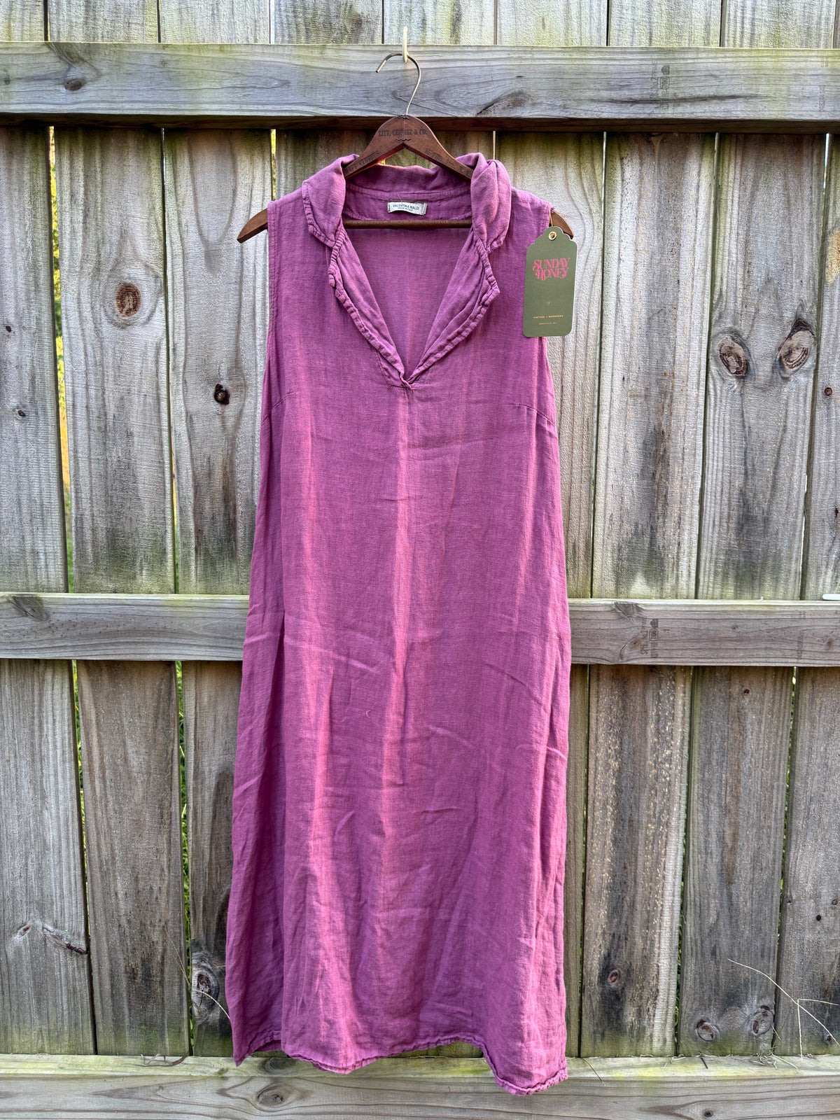 Hand-Dyed Berry Linen Maxi Dress | Italian Linen Sleeveless Column Dress
